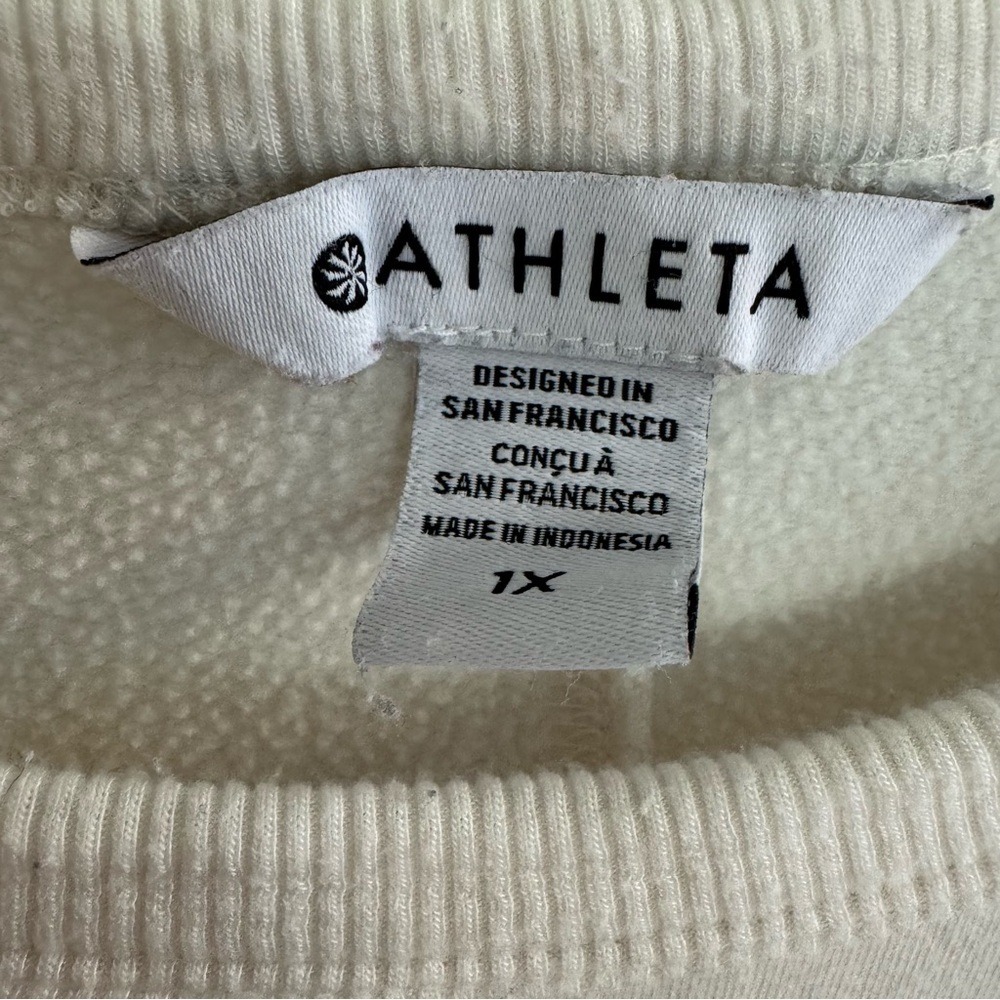 Athleta Coaster Luxe Recover Sweatshirt Top Magnolia White Thumbhole Athletic 1X - Picture 11 of 13